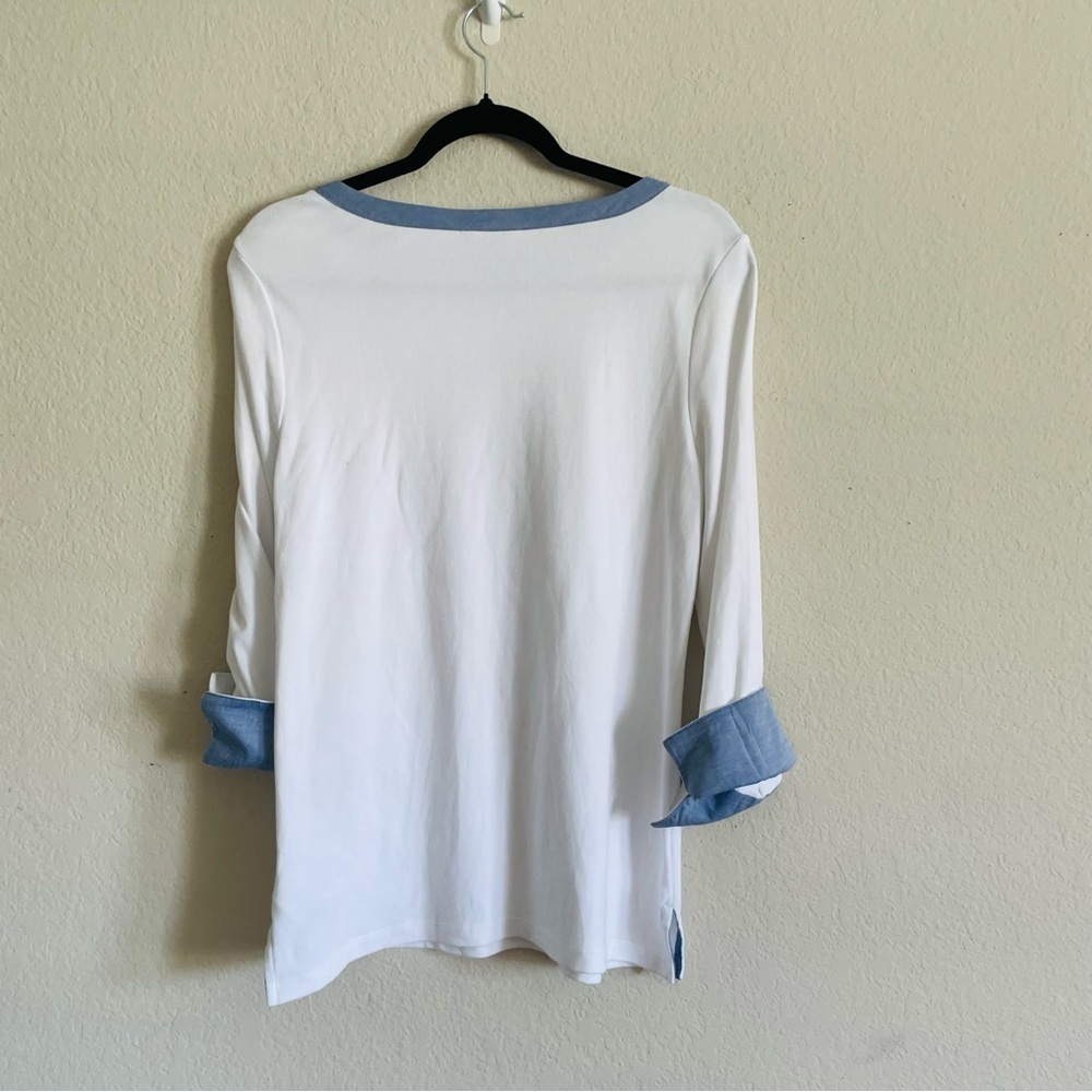 Nautica Women's White and Blue Top size M stretch contemporary modern academia - Picture 7 of 7